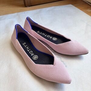 Rothy's The Point Light Pink and Blue Flats Sz 5.5